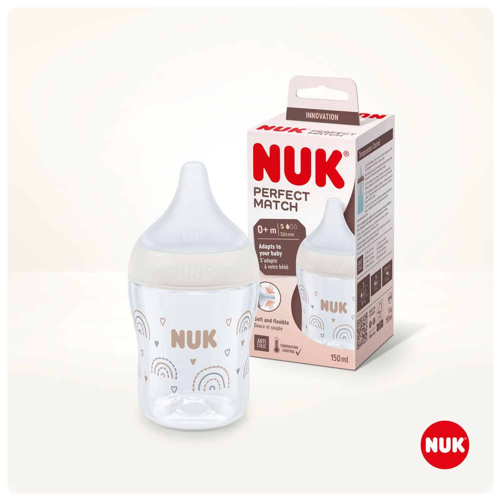Nuk - Perfect Match Baby Feeding Bottle - Rainbow - 150 ml