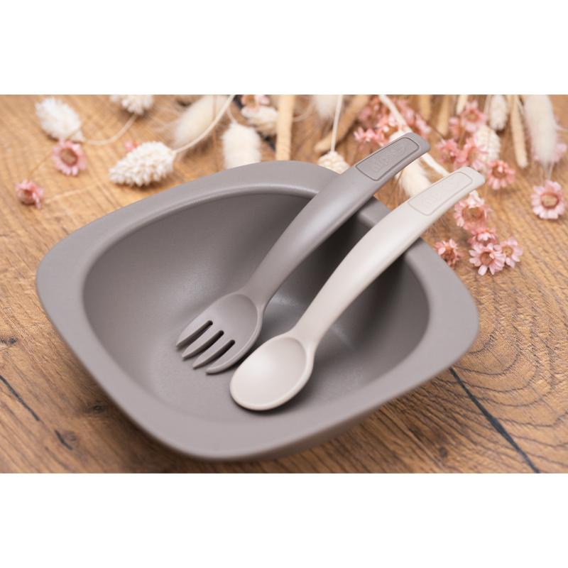 Nip Spoon & Fork Eco-Friendly Cutlery Set 2pcs - Grey
