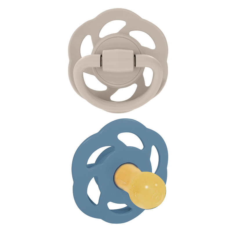 Nip - Cherry Baby Pacifier Round Soother 6m+ - Brown & Blue - Pack of 2