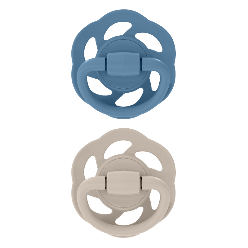 Nip - Cherry Baby Pacifier Round Soother 6m+ - Brown & Blue - Pack of 2