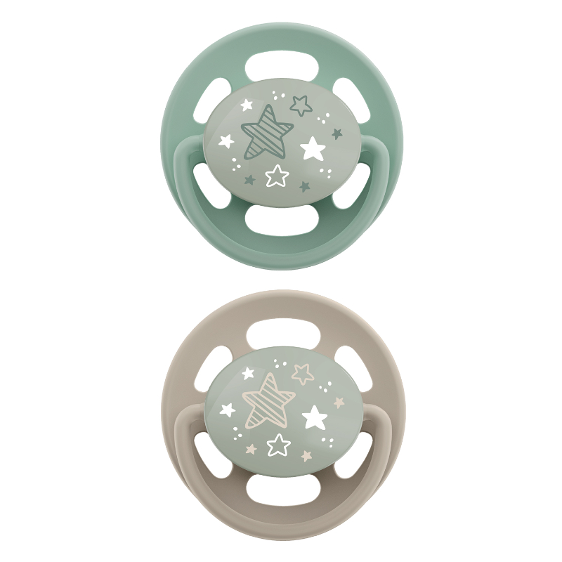 Nip - Cherry Round Baby Pacifier Night - 6M+ - Glows In The Dark