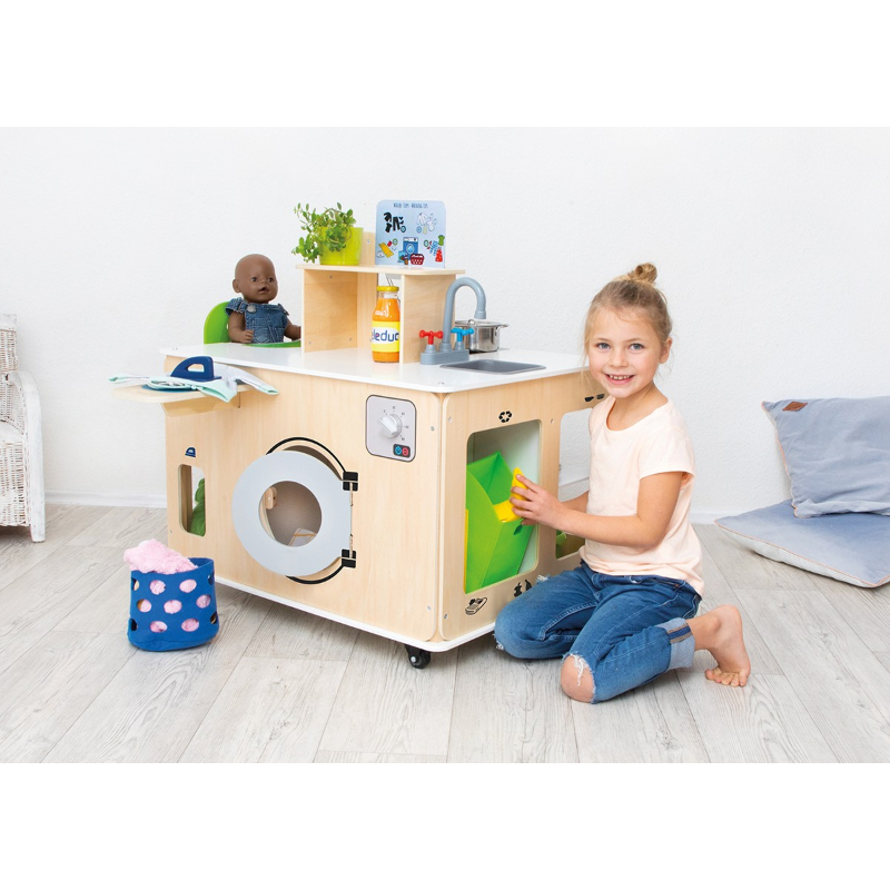 Beleduc - 4-In-1 Mobile Household Center Pretend Playset - Multicolor - 24 Pcs