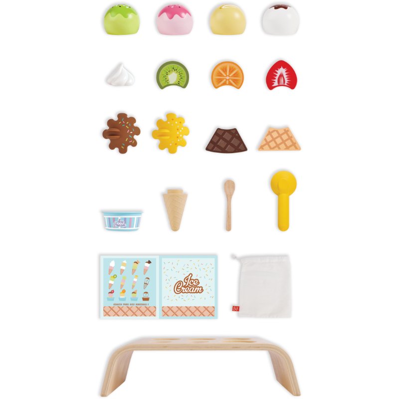 Hape - Creamy Dreamy Ice Cream Corner Playset - 20 Pcs