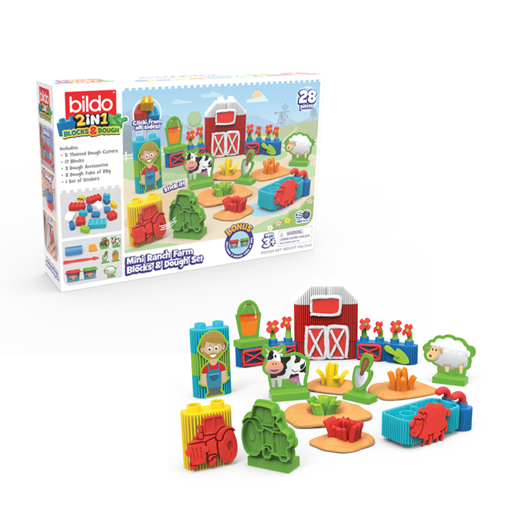 BILDO - Mini Ranch Farm - Blocks & Dough Set - 28pcs