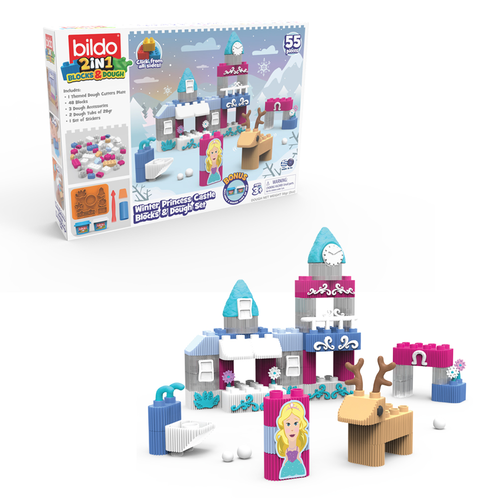 BILDO - Winter Princess Castle - Blocks & Dough Set - 55pcs