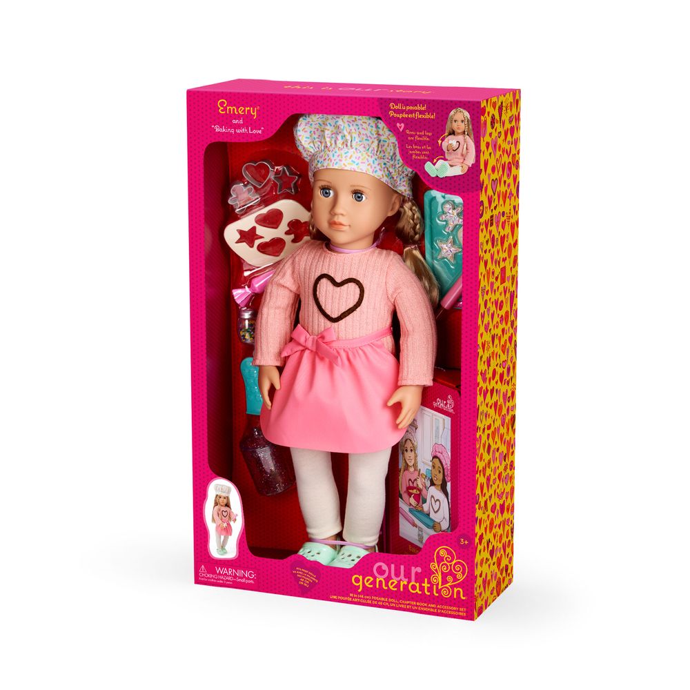 Our Generation - Emery Deluxe Baking Doll With Book Playset - Multicolor - 46 cm