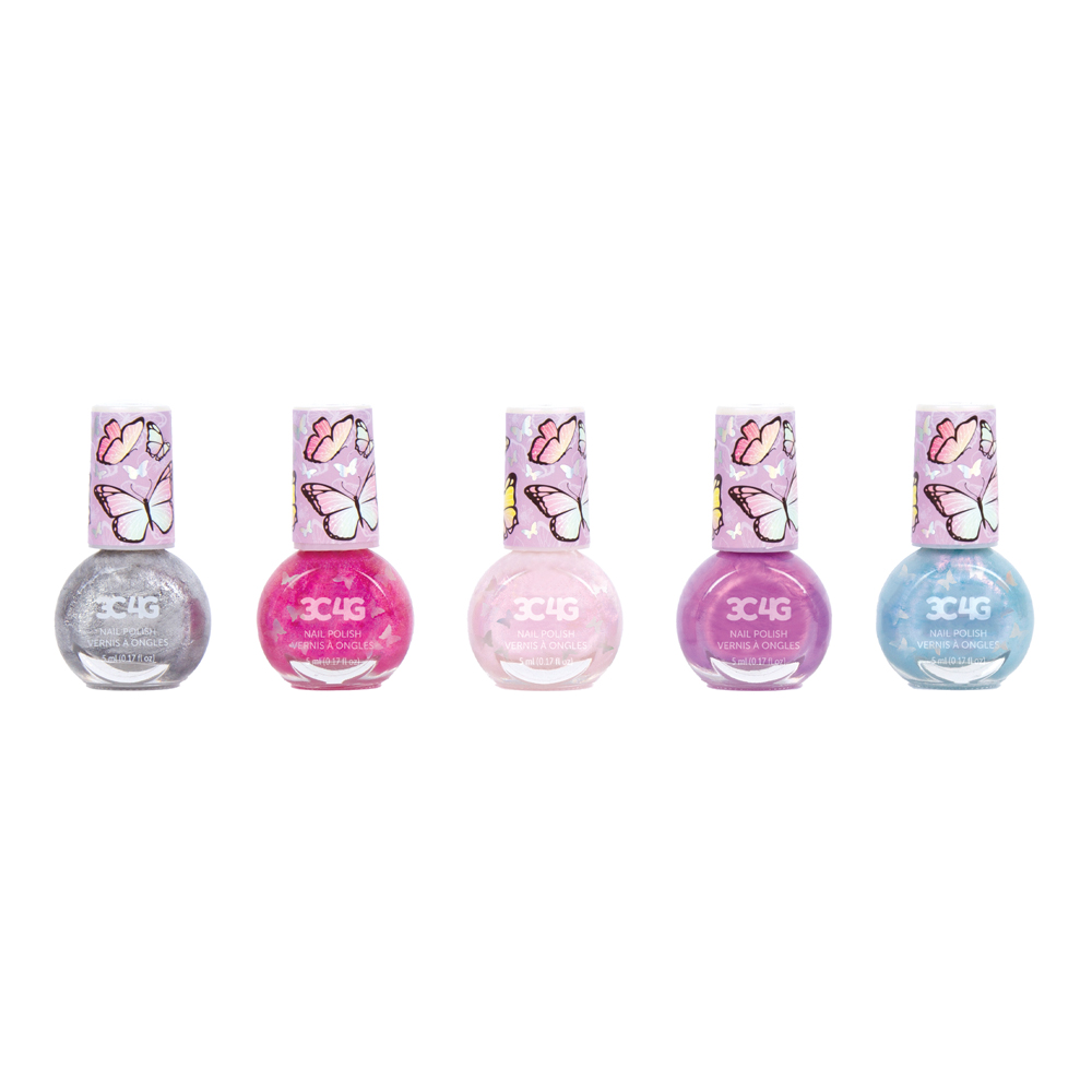 3C4G - Butterfly Glitter Nail Polish Set - 5pcs