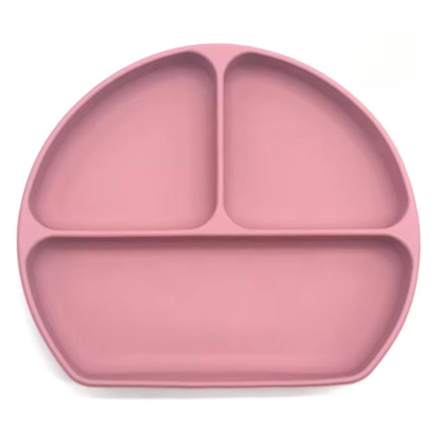Little Angel Kids Silicone 3 Compartment Plate For Toddler Pink