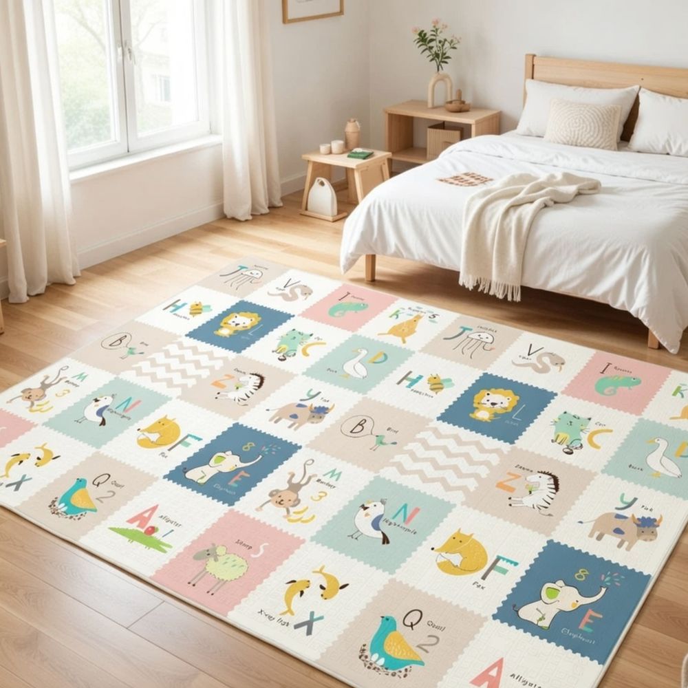 ملاك صغير - سجادة لعب أطفال قابلة للعكس - تصميم لحفل استقبال المولود