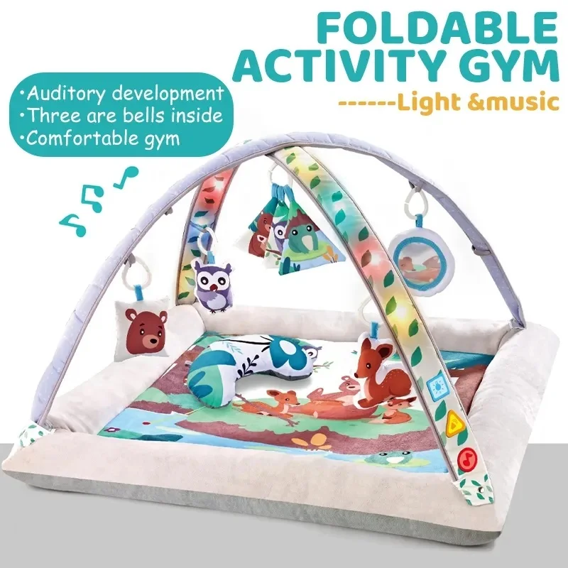 ليتل أنجل - سجادة لعب موسيقية للأطفال مع ألعاب معلقة - وردي