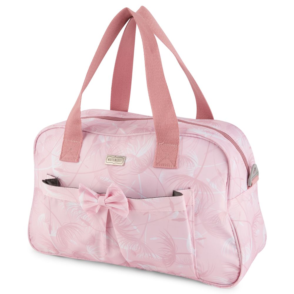 White&Grey - Baby Diaper Bag With Changing Mat - Blush Feather Pink