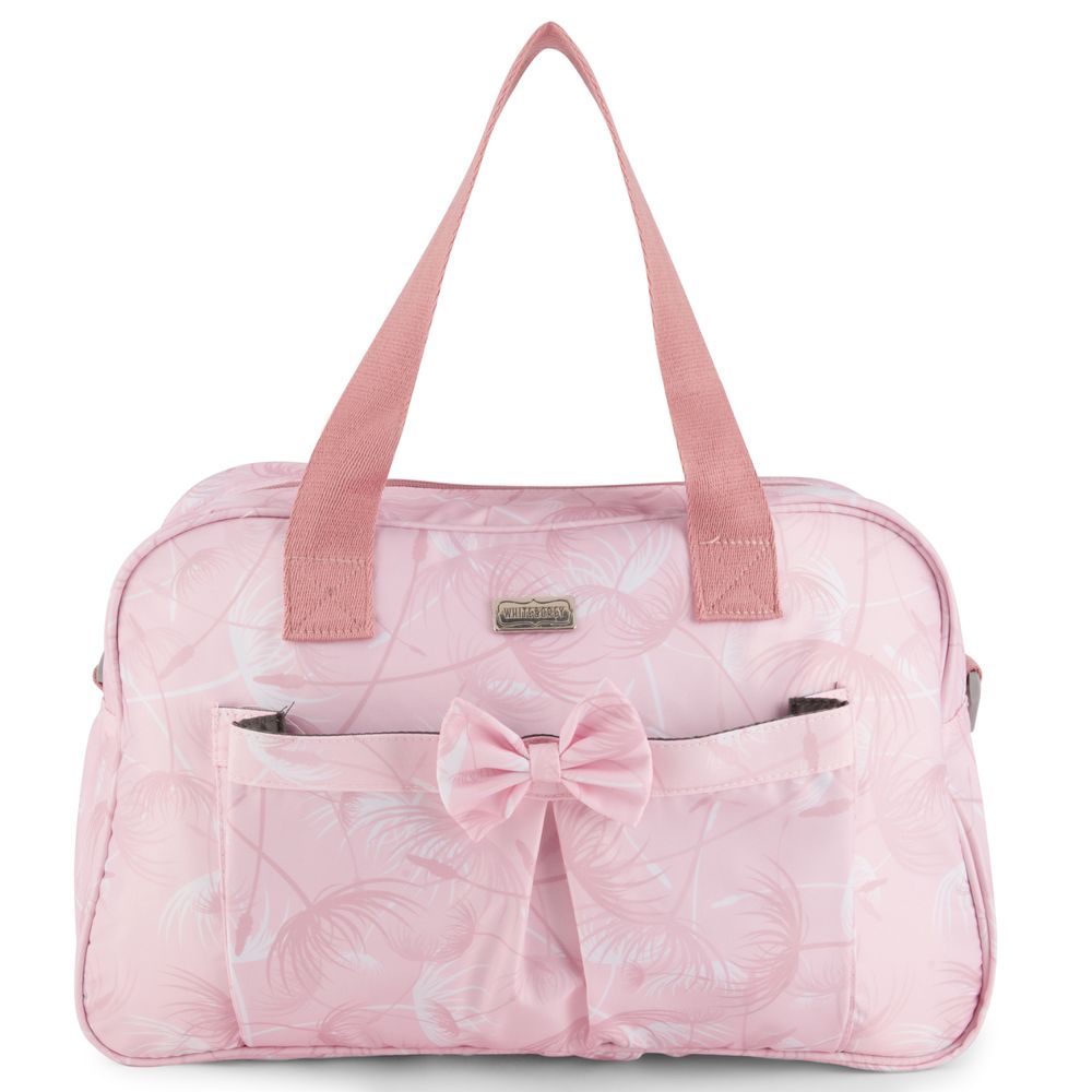 White&Grey - Baby Diaper Bag With Changing Mat - Blush Feather Pink