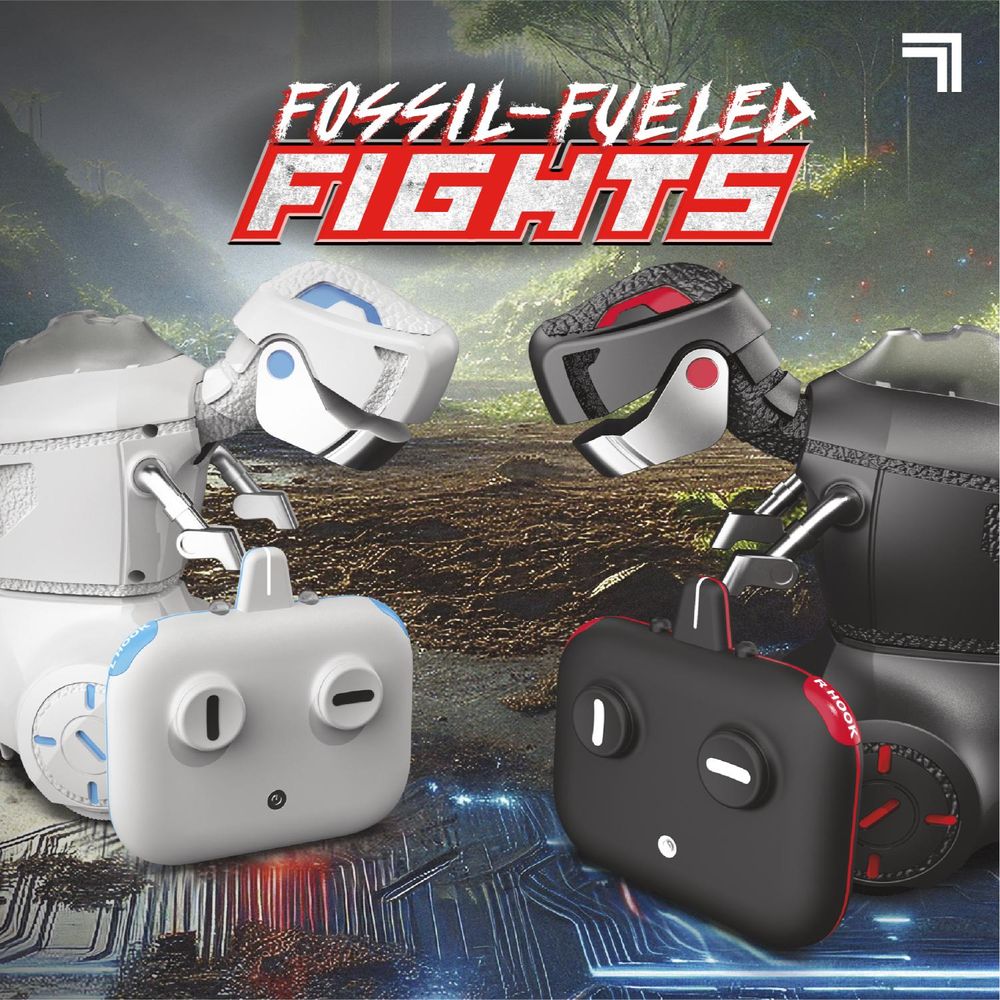 شاربر إيميج - روبو رابتور رايفلز ديناصورات قتالية تعمل بالتحكم عن بعد - رمادي/أبيض