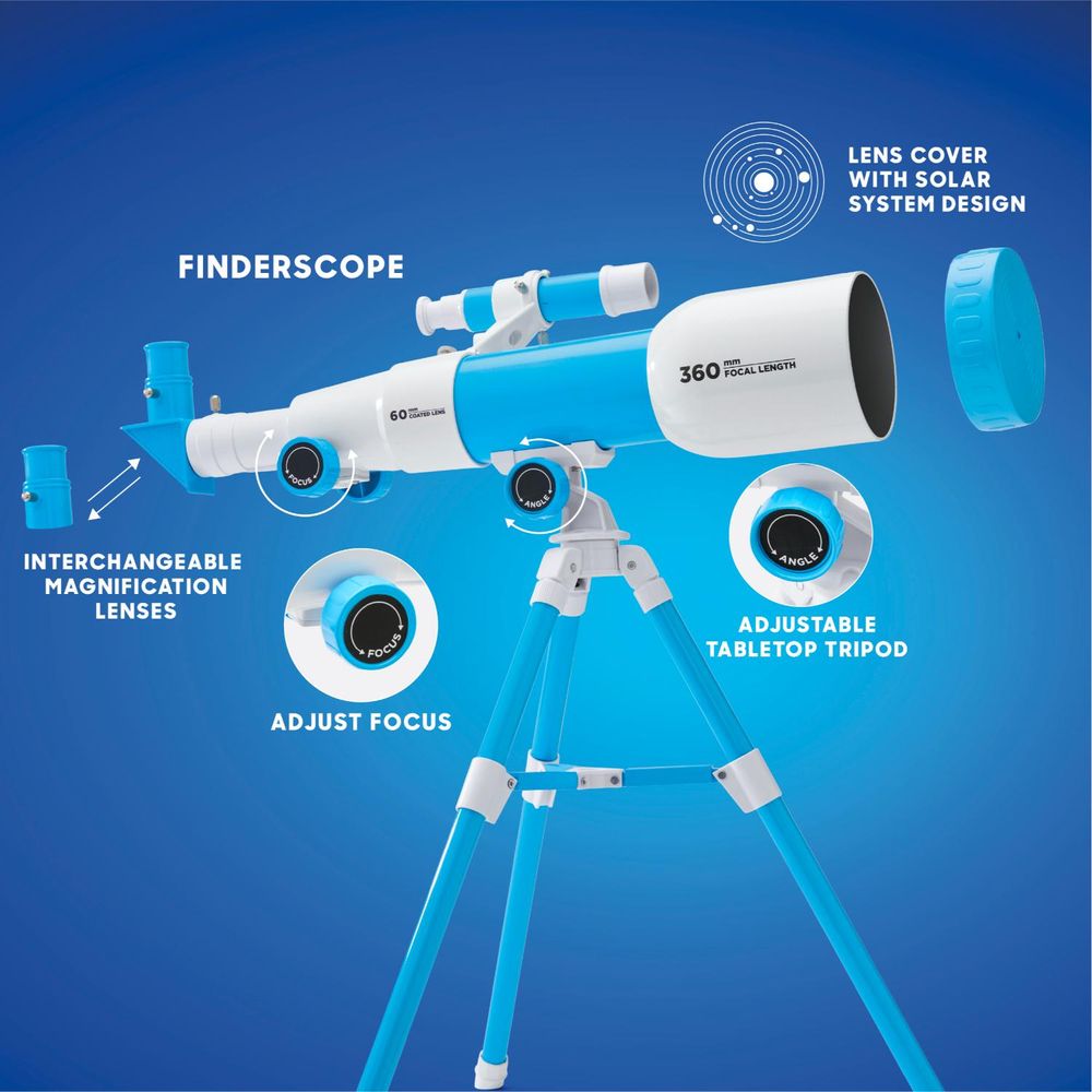 Discovery Mindblown - Stem Toy Telescope With Adjustable Tripod - White/Blue