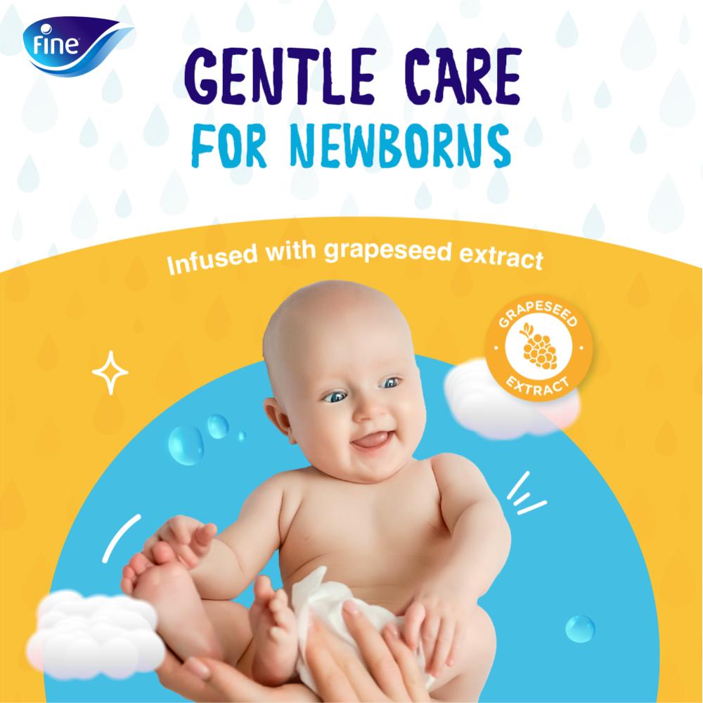 فاين - مناديل مبللة للأطفال بخلاصة بذور العنب - 72 منديل