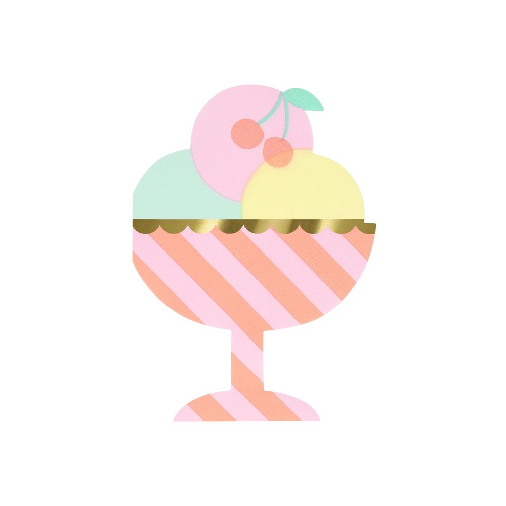 Meri Meri - 3-Ply Ice Cream Sundae Napkins - Multicolor - 16 Pcs