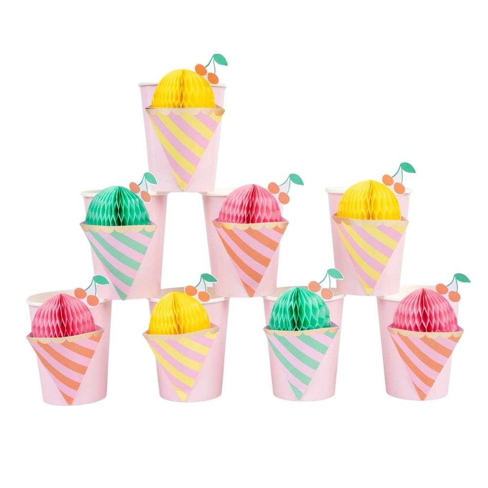 Meri Meri - Ice Cream Cups - Multicolor - 8 Pcs - 266 ml