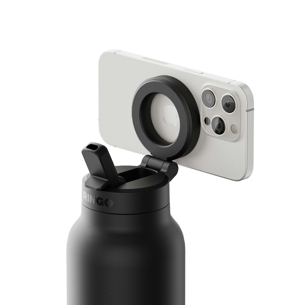 Ringo - Stainless Steel Water Bottle + Magnetic Integrated Phone Ring - 710ml