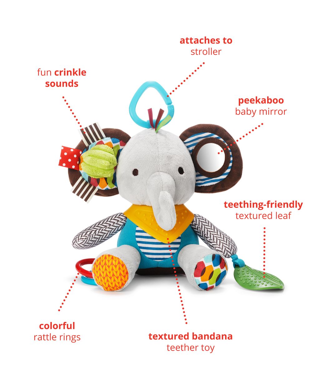 Skip Hop - Bandana Buddies Chime & Teethe - Elephant