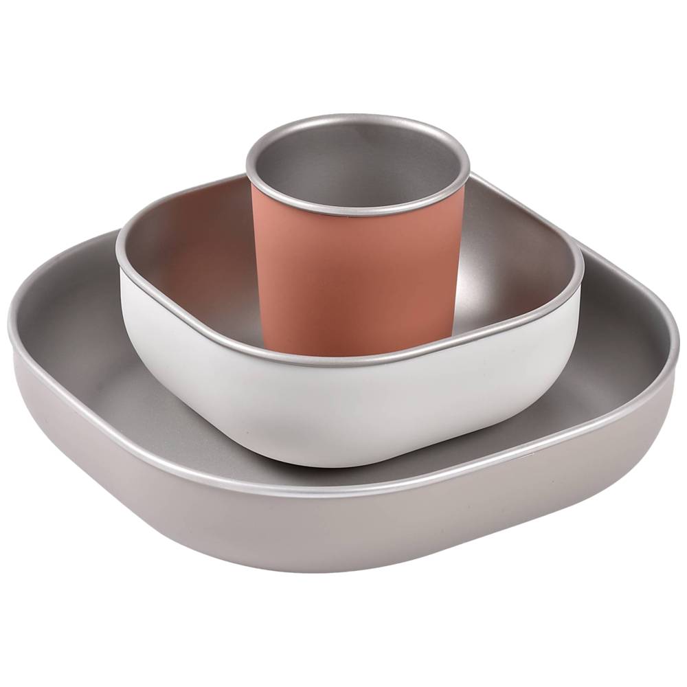 Beaba - Stainless Steel Meal Set - Terracotta - 3 Pcs