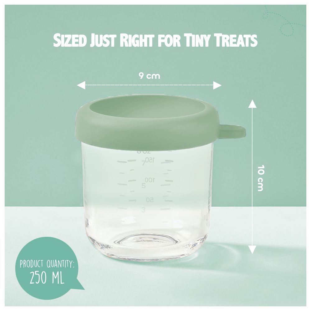 بيبا - حافظة طعام زجاجية - أخضر ميرمية - 250 مل