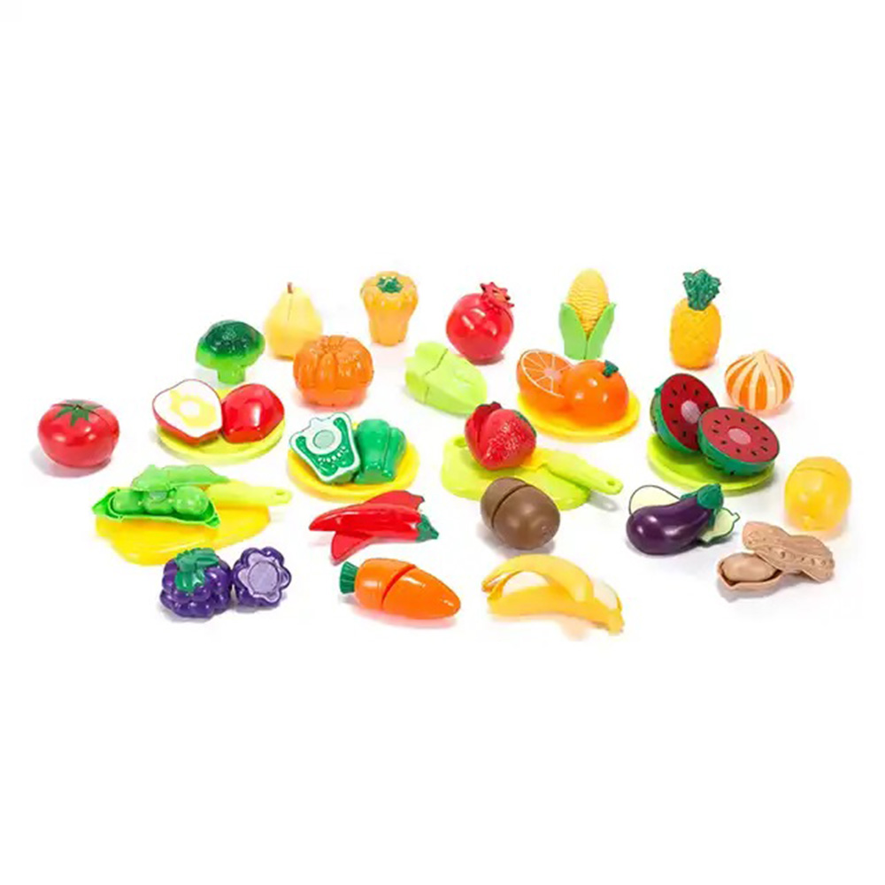 Little Angel Kid's Fruits & Vegetables In Basket Toy Set - 33pcs