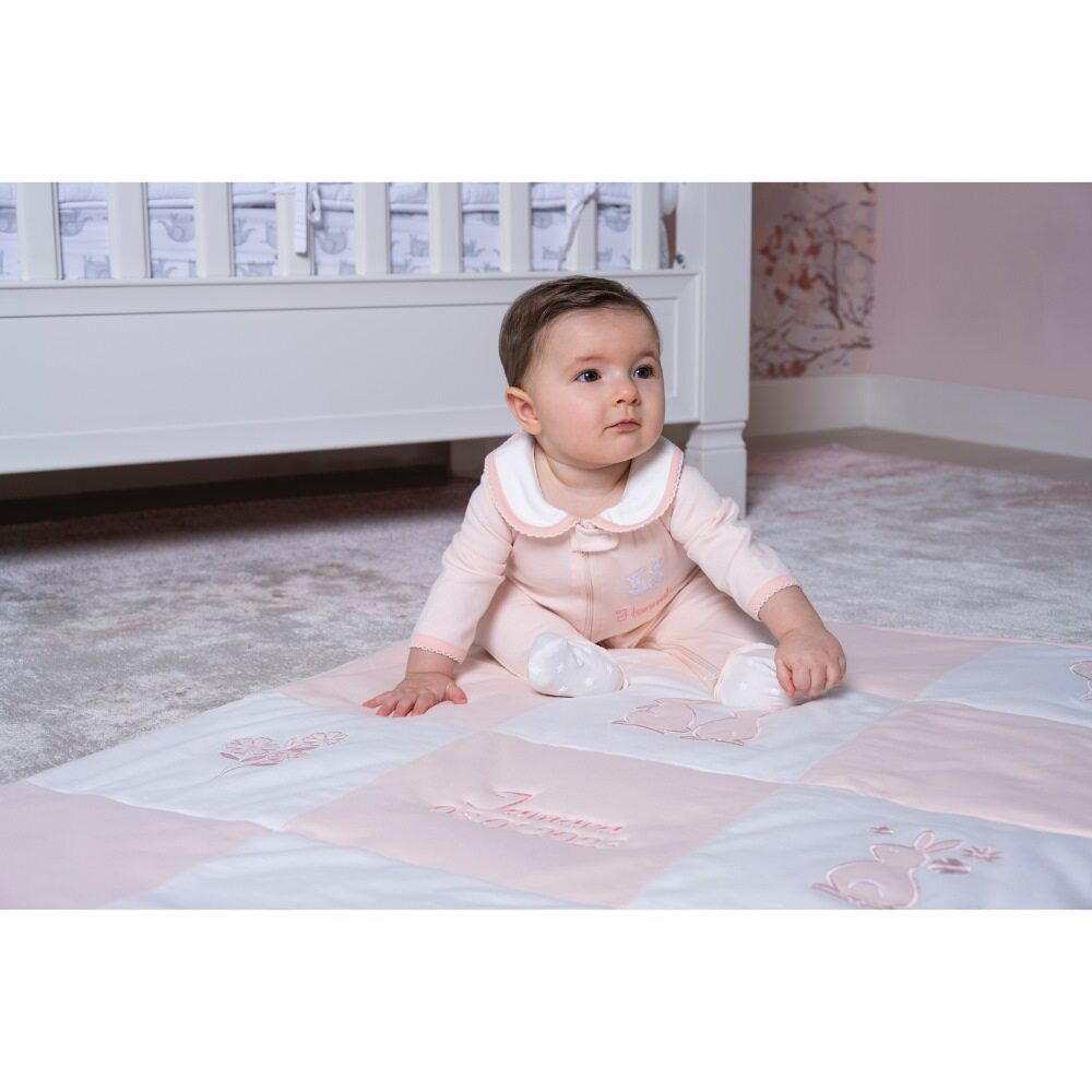 Little IA - Organic Cotton Bunny Patchwork Blanket - Pink