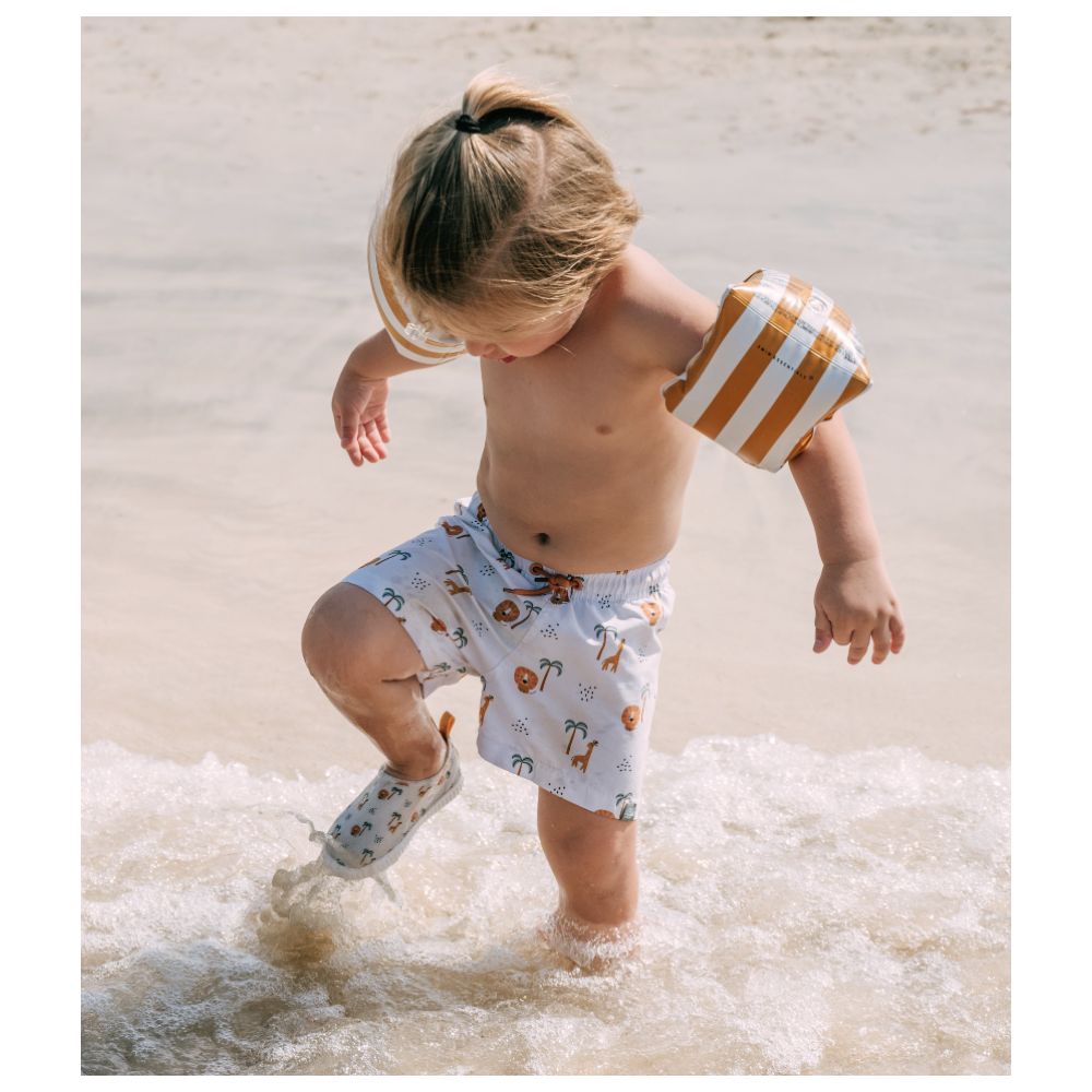 سويم إسينشالز -  عوامات ذراعين مخططة - أصفر - 14x6x17 سم