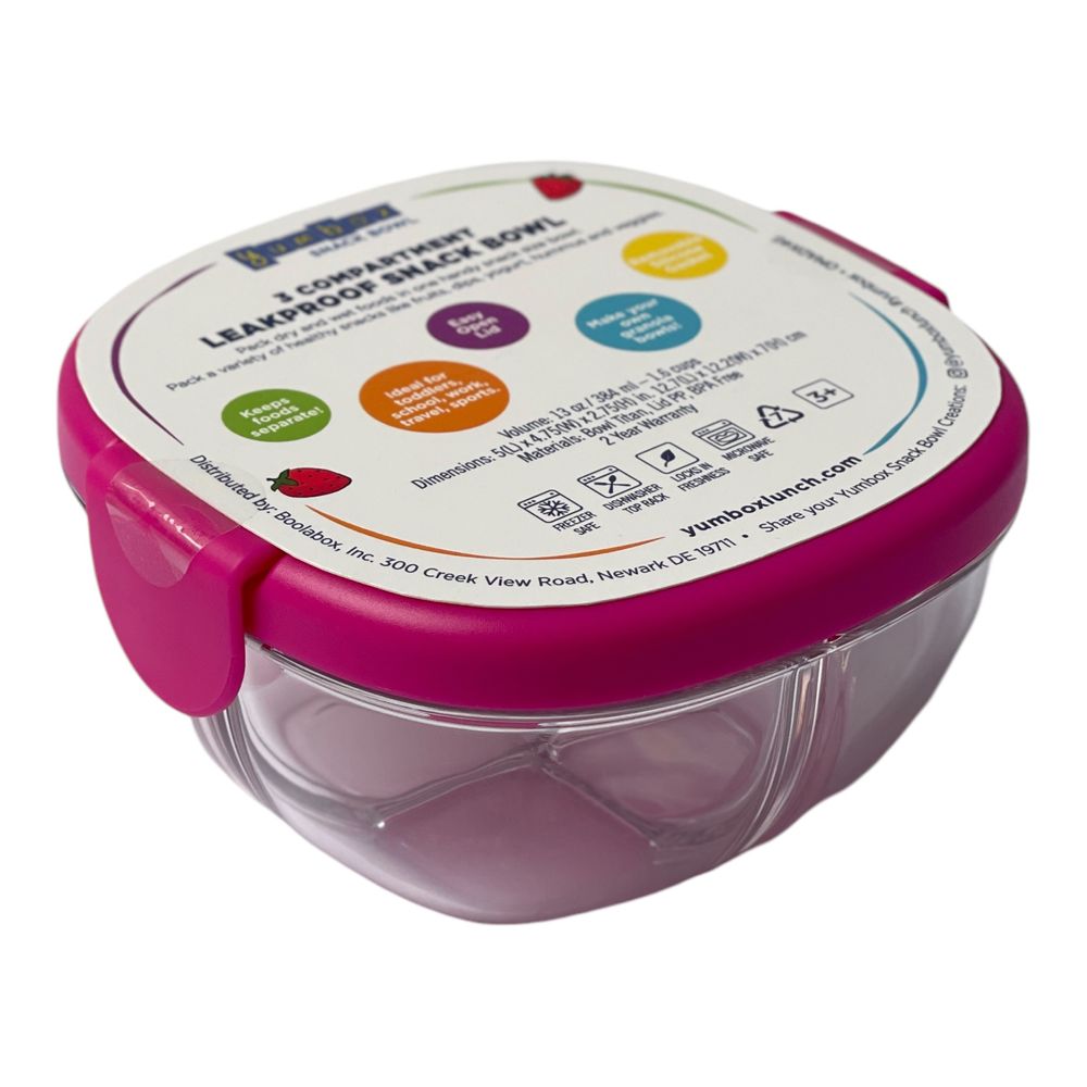 Yumbox - Snack Bowl Wiith 3 Compartments - Raspberry Pink