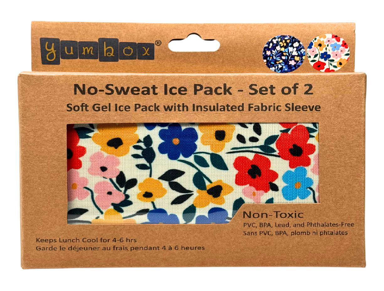 Yumbox - No-Sweat Soft Gel Ice Packs With Fabric Sleeves - Floral Prints - 2 Pcs