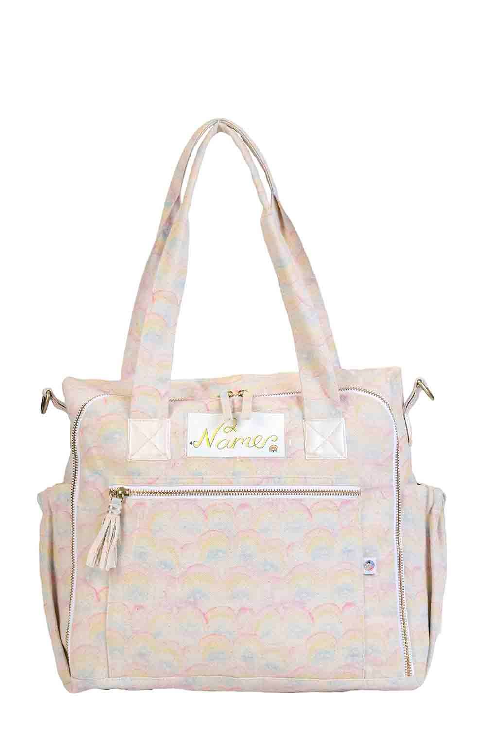 مي دولتشي آنا - حقيبة حفاضات عضوية مطبوعة بألوان قوس قزح - وردي