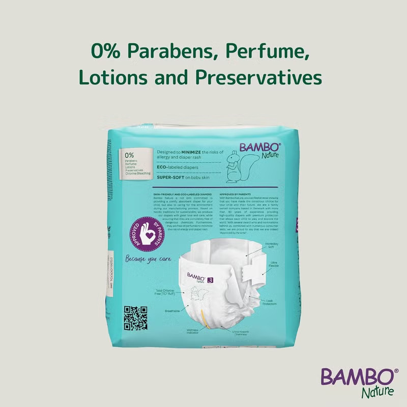 Bambo Nature - Eco-Labeled Disposable Diapers - Size 3 M - 4-8 kg - Pack of 2 - 56 Pcs