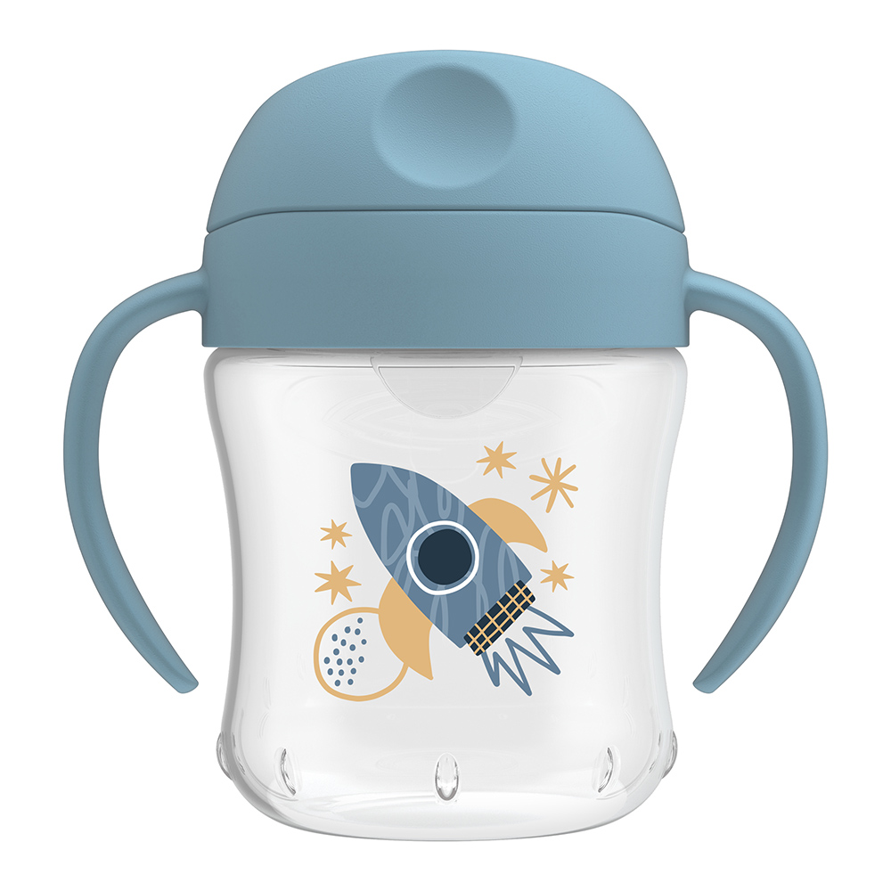 Dr. Brown's Soft-Spout Transition Cup with Handles - Rocket Ship - 180 ml