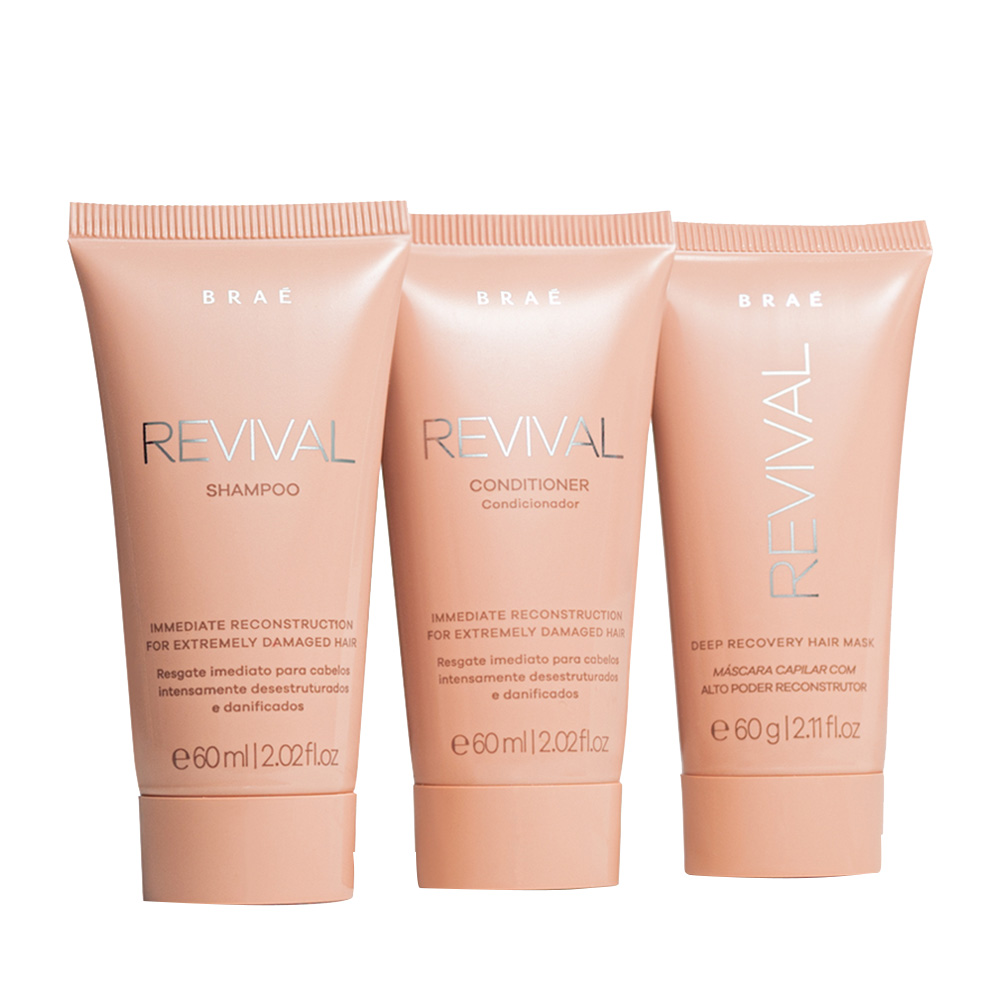 Brae - Revival Shampoo And Conditioner - 60 ml With Hair Mask Travel Set - 60 g