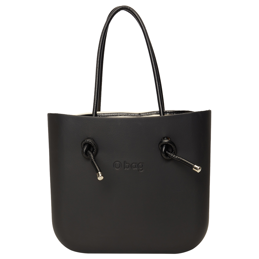 O Bag - Classic XL Bag With Inner Fabric & Knot Handles - Black