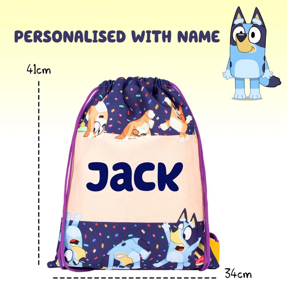 Fringoo - Personalized Drawstring Bag - Bluey - 16-Inch/41cm