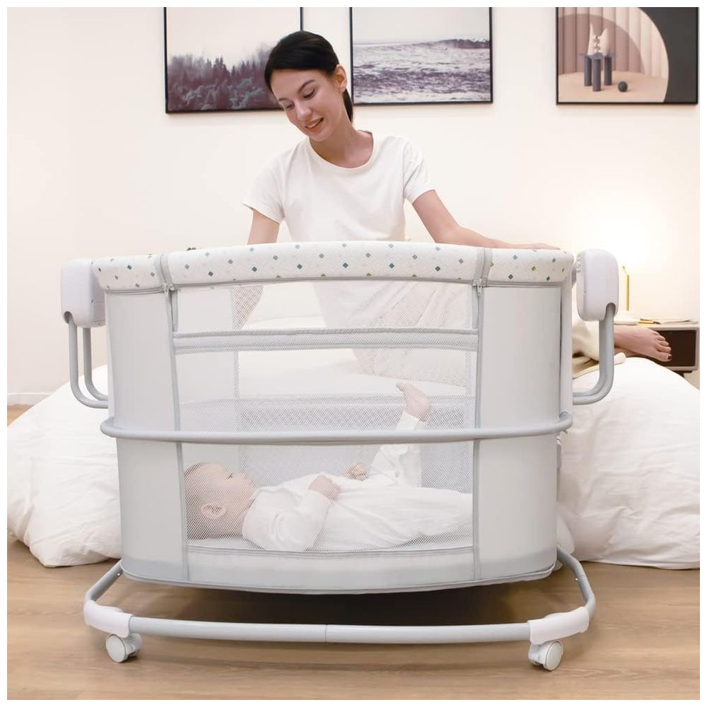 Mastela Baby Electric Bed Swing Bassinet With Polka Dots - Grey