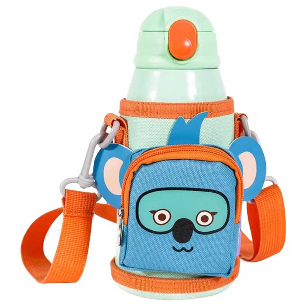 Milk&Moo - Stainless Steel Water Bottle With Jungle Friends Bag - 550 ml