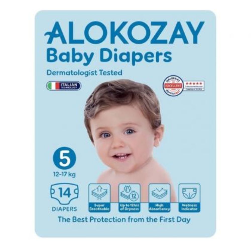 Alokozay Premium Baby Diapers 12-17kg Size 5 - 14pcs