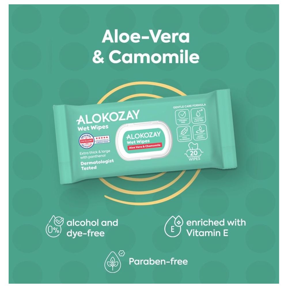Alokozay Baby Wet Wipes - Aloe Vera & Camomile - 20s