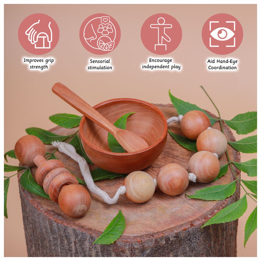 Ariro - New Born Neem Wood Gift Set - 4pcs