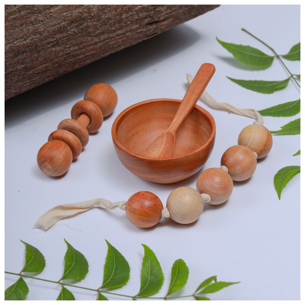 Ariro - New Born Neem Wood Gift Set - 4pcs
