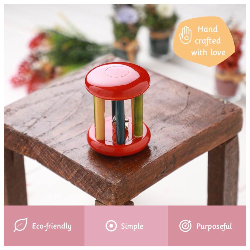Ariro - Small Tumbler Red Wooden Rattle