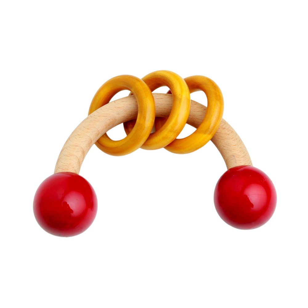 Ariro - Curvy With The Rings Wooden Rattle
