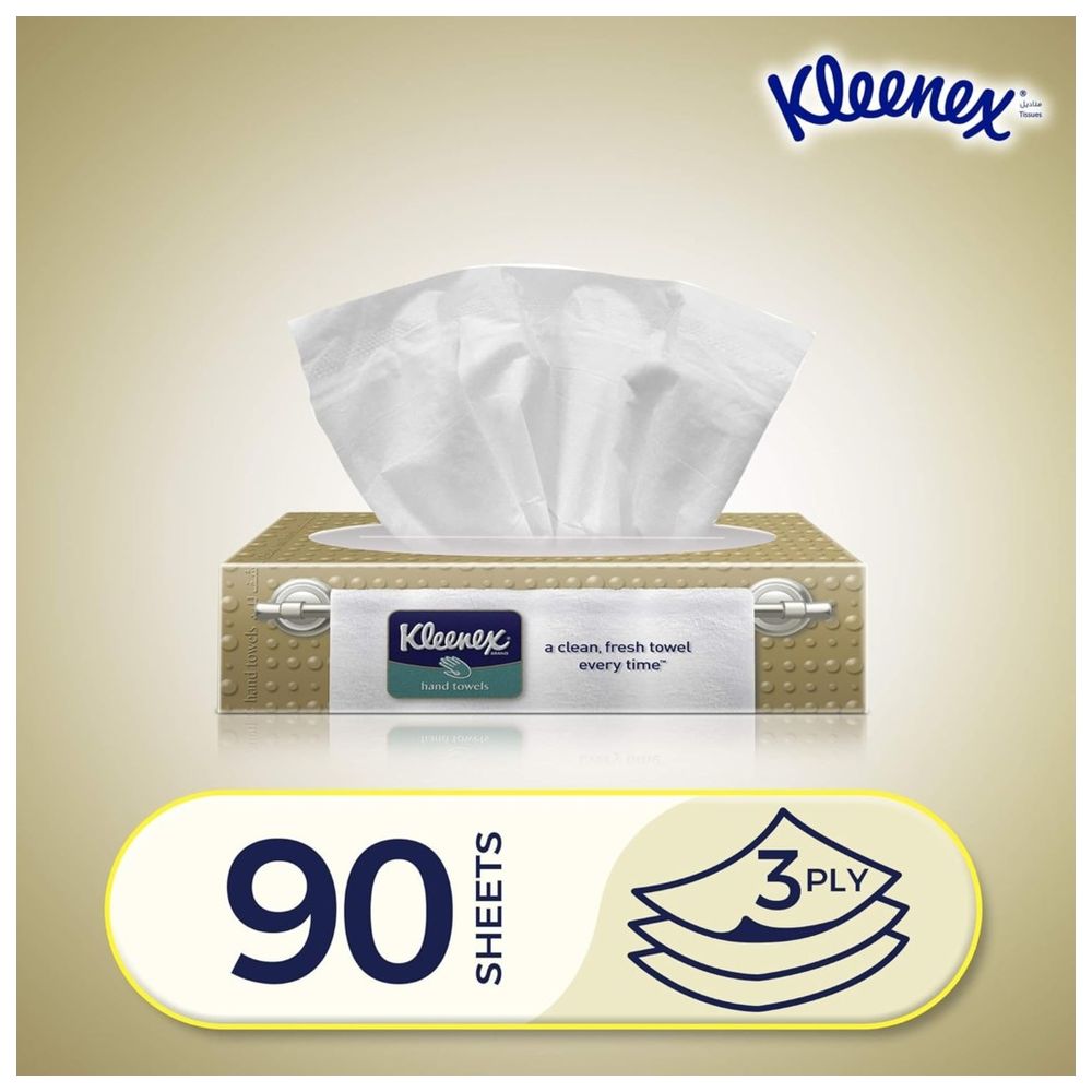 كلينيكس - مناديل ورقية للاستعمال الواحد - 1 صندوق × 90 منديل لليدين والمطبخ والحمام