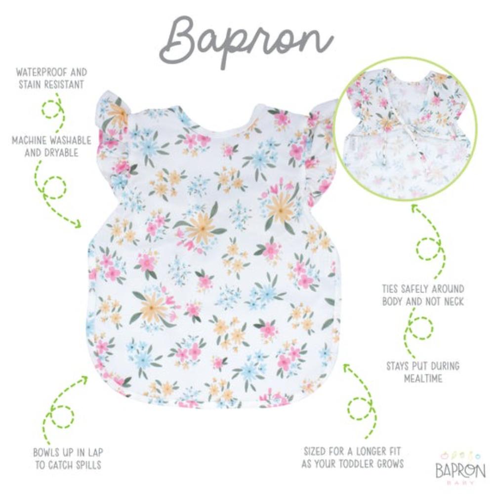 BapronBaby Feeding Bib - Pastel Floral Flutter