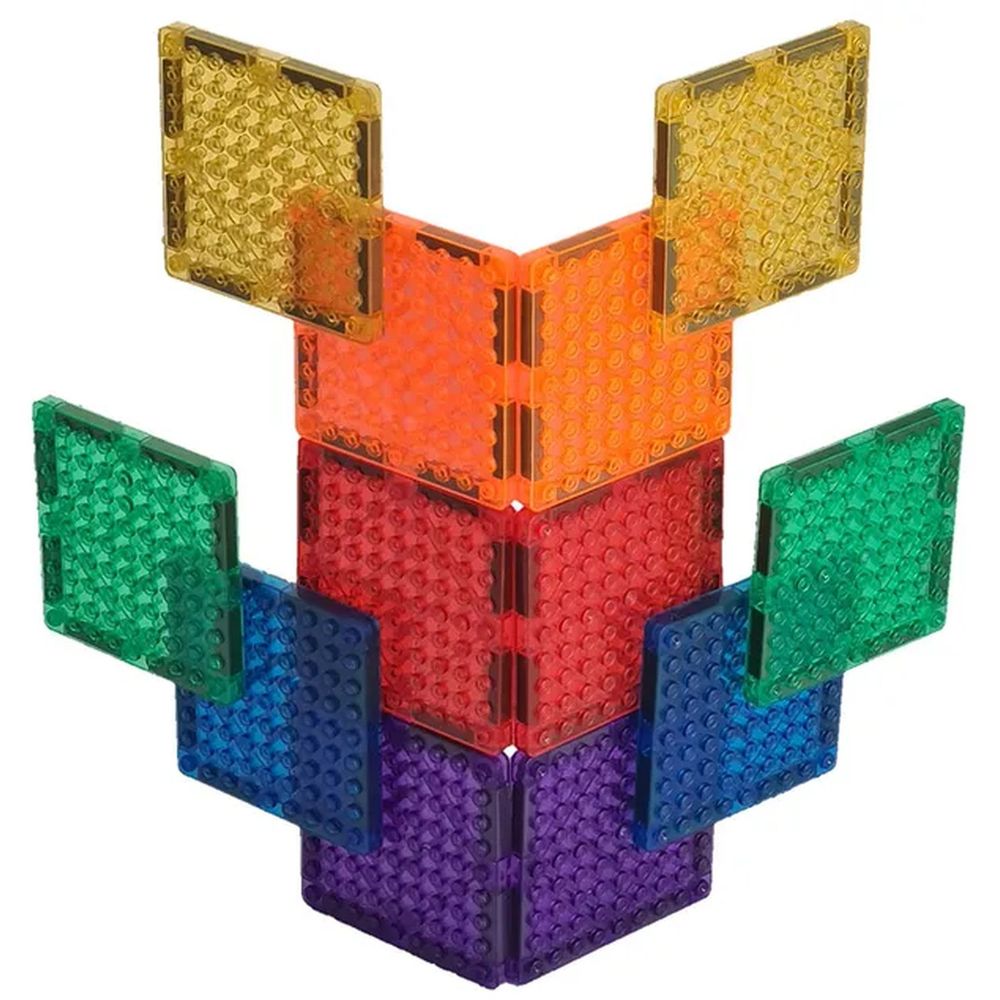 Simply Mags - Startup Magnetic Tiles - 100pcs With Magnetic Blocks - 12pcs