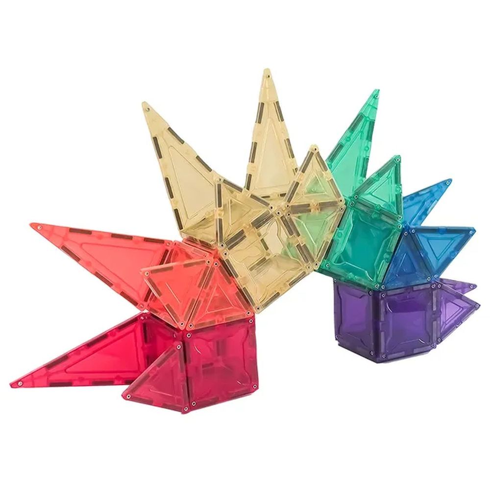 Simply Mags - Vivid Magnetic Tiles - 36pcs With Vibrant Chalk Markers - 8pcs