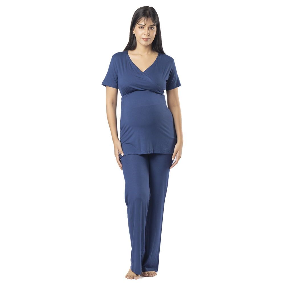 Block Hop - 2pc-Set - Maternity Co-Ord Set - Blue
