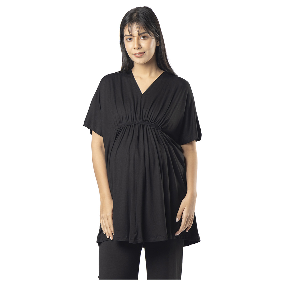 Block Hop - Maternity Kaftan Top - Black